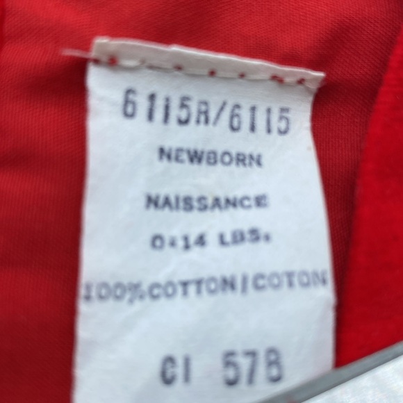 Vintage Christmas Infant Boys Newborn Romper Red Rocking Horse Embroidery - Picture 3 of 7